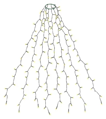 Produktbild von SALCAR 1,5m Weihnachtsbaum Lichterkette mit Ring und 8 Girlanden, 200er LED Christbaumbeleuchtung für 90cm bis 150cm Tannenbaum, Warmweiß