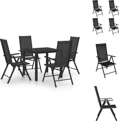 Image de vidaXL Ensemble de jardin 5 pièces aluminium noir - Ensemble de meubles de jardin