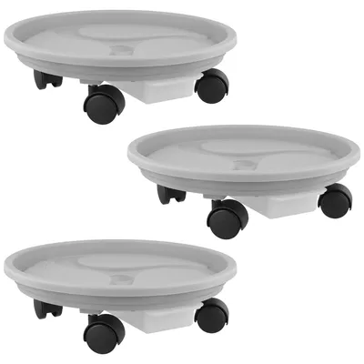 Image de Lot de 3 roulettes rondes pour plantes avec roues, diamètre 30 cm