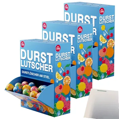 Produktbild von M Candy Durstlutscher Frucht-Lollis 100St 3er Pack (3x1200g Packung) + usy Block