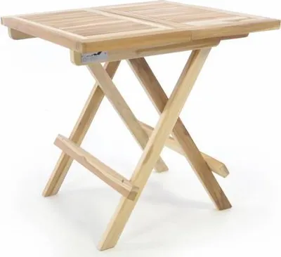 Zdjęcie produktu dla Składany stół ogrodowy DIVERO - drewno tekowe nieobrobione - 50 cm
