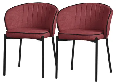 Zdjęcie produktu dla ML-Design krzesła do jadalni zestaw 2 czerwonych krzeseł kuchennych z obiciem z tkaniny metalowe nogi krzesło do salonu z oparciem tapicerowane krzesła do jadalni i kuchni