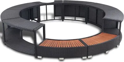 Produktbild von vidaXL Whirlpool-Umrandung Schwarz Poly-Rattan