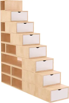 Immagine prodotto di Scaffale a gradini 200 cm - Vernice naturale/Bianco