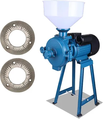 Obrázok produktu pre Mlyn na obilie – Elektrický mlyn na obilie – 2 mlecí platne – 3000 W – 110 V – Vhodný na mletie suchého obilia – Kov – Strieborná farba
