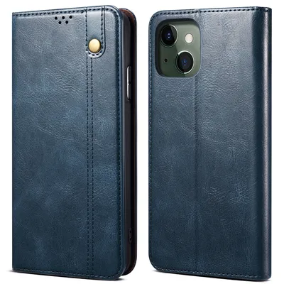 Obrázek produktu pro Pouzdro pro iPhone 13, kožené flip pouzdro peněženka s funkcí stojánku modré