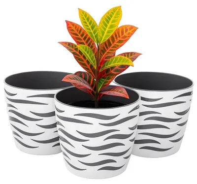 Immagine prodotto di Omgoods - Set di 3 vasi con cesto decorativo - Adatti per interni ed esterni