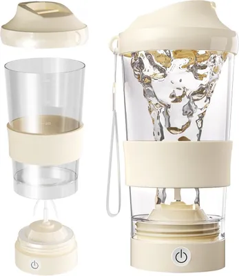 Produktbild von 450ML tragbarer elektrischer Mixerbecher, USB Typ-C, automatisch rührend, Shakebecher, Proteinpulver, Milchshake, Kaffee, Tritan, auslaufsicher