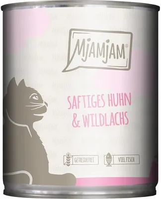 Produktbild von MjAMjAM Saftiges Huhn und Wildlachs, Adult, jede Rasse, Huhn, Lachs, 800 g, Getreidefrei