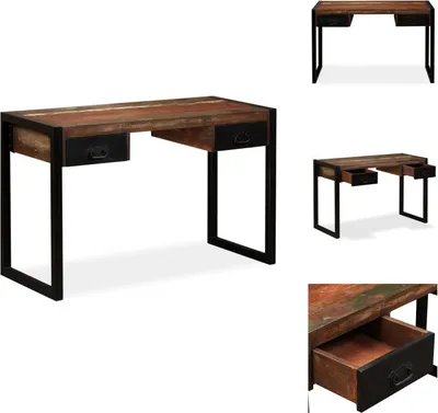Image de vidaXL Bureau avec 2 tiroirs vieux bois massif 120x50x76 cm - Bureaux
