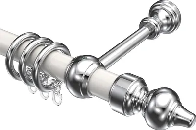 Produktbild von Interdeco Gardinenstange / Vorhangstange Weiß / Chrom-farbig, Typ Classic Rondo (Rillenform), 28 mm Ø 1-läufig, 100 cm