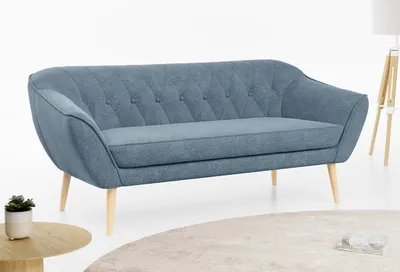 Produktbild von Sofa, Skandinavischer Stil, Holzbeine - PIRS - 3 Sitzer - Blau - Struktur