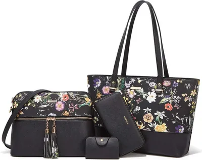 Produktbild von YTL Damen Handtasche Tote Schultertasche Umhängetasche Set Groß Schwarz
