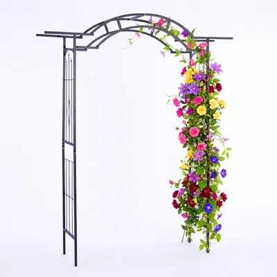 Produktbild von Relaxdays Rosenbogen, Metall, Torbogen Garten, HxBxT: 236 x 190 x 45 cm, stabiler Rankbogen für Kletterpflanzen, schwarz