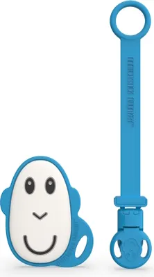 Produktbild von Matchstick Monkey Geschenkset Schnullerclip & flacher Beißring : blau Farbe: blau