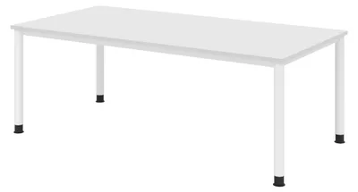 Produktbild von bümö Schreibtisch Serie-H - Nachbildung: Weiß, Größe:  200 x 100 cm, Gestell: Weiß