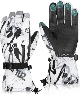 Produktbild von Skihandschuhe Winter Wasserdicht Rutschfest Schwarz Weiß XS