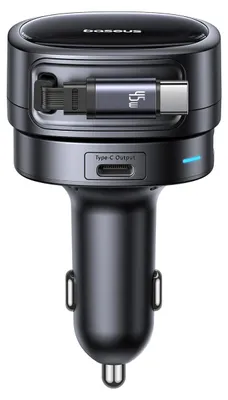 Image de Chargeur voiture Baseus Primetrip Vr1 60 W USB-A USB-C avec câble USB-C rétractable - Noir