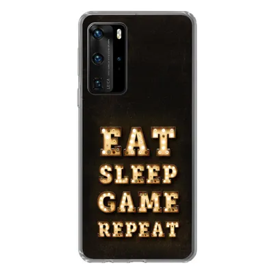 Produktbild von MuchoWow® Handyhülle Schutzhülle Hülle für Huawei P40 Pro Spiele - Spiele - Zitate - Sprichwörter - Eat sleep game repeat Silikon Softcase Handy Hülle - Schutz
