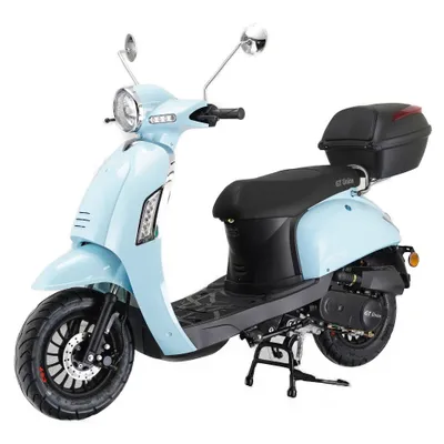 Produktbild von Motorroller Massimo 50ccm 45km/h Euro 5, babyblau mit Top Case GT Union - Sitzbank schwarz