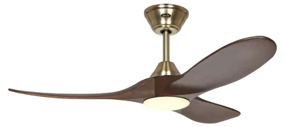 Zdjęcie produktu dla Energooszczędny wentylator sufitowy z oświetleniem LED i pilotem Eco Genuino-L Mosiądz szczotkowany / orzech 122 cm