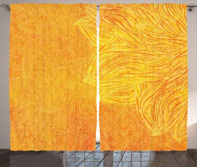 Produktbild von ABAKUHAUS Orange Rustikaler Gardine, Old Tibal Grunge-Motiv, Schlafzimmer Kräuselband Vorhang mit Schlaufen und Haken, 280 x 175 cm, Orange