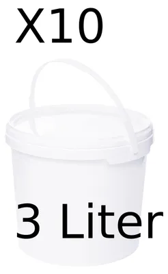Produktbild von BenBow Eimer mit Deckel 3L x10 Weiß - lebensmittelecht, stabil, luftdicht, auslaufsicher, geruchsneutral - Plastikeimer mit Henkel - leer