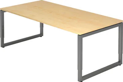 Produktbild von bümö Schreibtisch Serie-R - Nachbildung Ahorn, Gestell: Graphit, Größe:  200 x 100 cm
