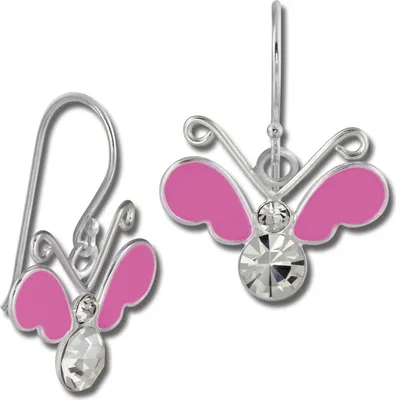 Produktbild von Teenie-Weenie Ohrhänger Kinder Silber pink 3D Schmetterling Ohrringe SDO8140P