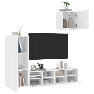Produktbild von 4-tlg. Wohnwand Weiß Holzwerkstoff 3216500