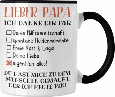 Produktbild von Trendation - Bester Papa Geschenk Vatertag Tasse mit Spruch Vater Geschenk von Tochter Sohn (Schwarz)