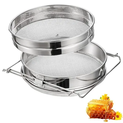 Produktbild von Edelstahl Doppelsieb Honigfilter, verstellbar mit Feinsieb & Grobsieb, hygienisch & wiederverwendbar für Honig, Joghurt, Säfte