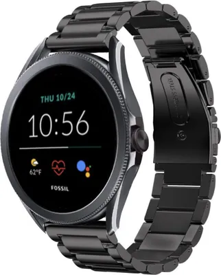 Produktbild von Strap-it Stahlarmband - Kompatibel mit Fossil Gen 5Armband 44mm Fossil uhrenarmband Fossil ersatzarmband Edelstahl für Smartwatch 22mm Armband Schwarz22mm