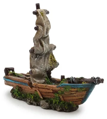 Aquarium Deko Holzboot, klein, 29,5 x 15,8 x 28,3 cm