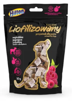 Zdjęcie produktu dla Przysmak dla psa Hilton liofilizowany wątróbka jagnięca malina 50g