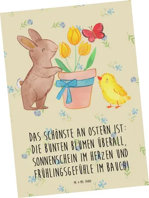 Produktbild von Mr. & Mrs. Panda Ansichtskarte Hase Küken - Blumig - Geschenk, Ostergeschenk, Kunstkarten, Postkarte, Ostern, Postkarten, Grußkarte, Ansichtskarten