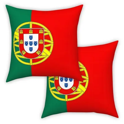 Immagine prodotto di Cuscini decorativi, motivo bandiera del Portogallo, 50x50 cm, set da 2, in velluto di poliestere