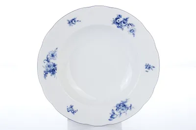 Zdjęcie produktu dla Thun 1794 Talerz głęboki, czeska porcelana, róża, 23 cm, niebieska róża, Thun