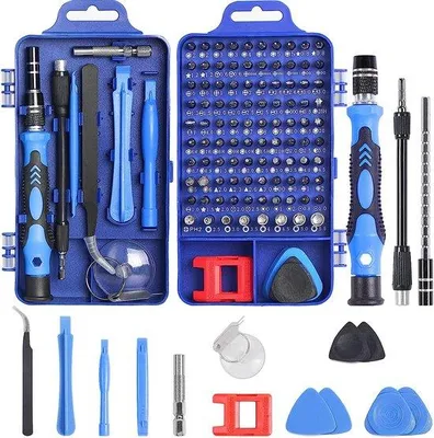 Immagine prodotto di Set di attrezzi da riparazione professionale da 115 pezzi, valigetta portatile con cacciavite magnetico per PC, computer, smartphone e tablet.