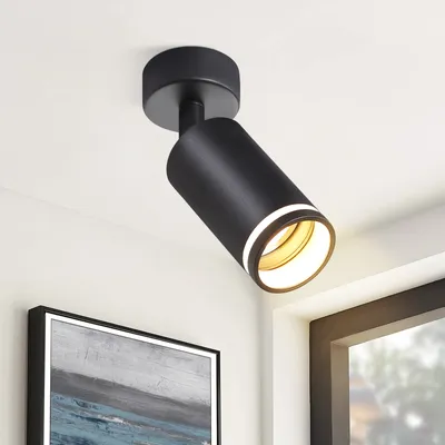 Immagine prodotto di ZMH LED plafoniera 1 fiamma nera illuminazione plafoniera industriale soffitto GU10 faretti orientabili per corridoio sala da pranzo senza lampadine