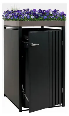 Produktbild von Mülltonnenverkleidung mit Pflanzkasten, Metall 125x68x84cm 35kg - anthrazit