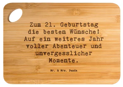 Produktbild von Mr. & Mrs. Panda Hackbrett Spruch 21. Geburtstag - Transparent - Geschenk, Dekoration, Meilenstein, Holzbrett, holzservierbrett, besonderer, Happy Birthday, Schneidebrett