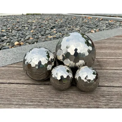 Produktbild von 4er Set Dekokugeln DIAMANT aus Edelstahl Schwimmkugeln glänzend