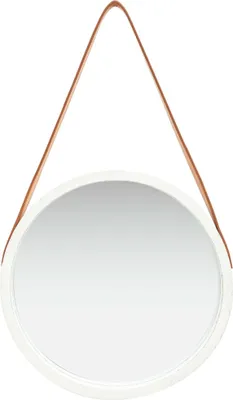 Image de vidaXL Miroir mural avec ceinture 40 cm Blanc