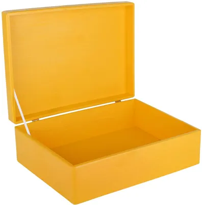 Obrázok produktu pre Creative Deco Žltá drevená škatuľa s vekom | 40 x 30 x 14 cm (+/- 1 cm) | Pamäťová schránka Detská veľká škatuľa Drevená škatuľa s vekom | Ideálna na dokumenty Cennosti Hračky a nástroje