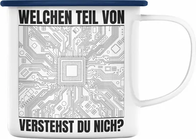 Produktbild von Trendation - Elektroniker Emaille Tasse Geschenk Welchen Teil Von Verstehst Du Nicht Elektrotechnik Männer Spruch (Blau)