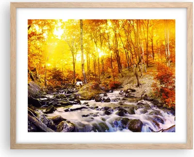 Produktbild von Gerahmtes Poster - Rahmen in heller Eiche - Berge Bach Wasser - 50x40 cm - Wand Bild - Wanddeko - Wandbilder - Wandposter - Bilderrahmen - Bilder - Kunstdruck - Wandbild - P2NAA50x40-3717