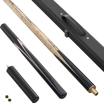 Obrázek produktu pro SucceBuy kulečníkové tágo (1447,8 mm / 540 g) s prodlužovací tyčí, koženou špičkou a dřevěným pouzdrem, vhodné pro kulečníkové stoly v barech, domácnostech, kancelářích a dalších prostorách