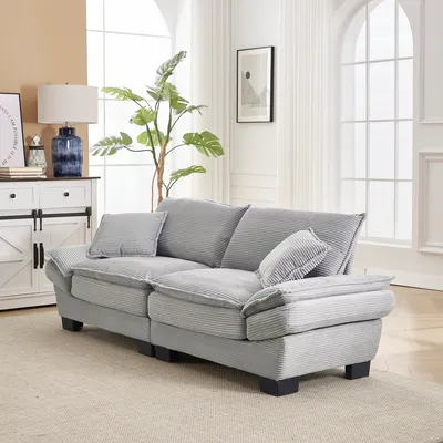 Produktbild von okwish Relaxsofa,Zweisitzer  mit zwei kissen und dicken kissen,Doppelsofa mit einem federbett, Geeignet für Wohnzimmer/Schlafzimmer/Büro,Hellgrau