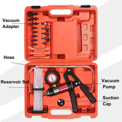 Immagine prodotto di Tester del vuoto per auto - Spurgatore manuale dei freni - Aspiratore di liquidi - Spurgatore della pompa freno - Strumento diagnostico per auto